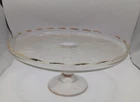 Jeanette Glass Cake Pedestal Stand With Gold Beaded Trim