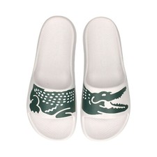 Mens Lacoste Slides Sandals Lacoste Croco White Green Slides NEW