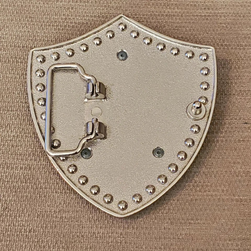 КОРОНА и СТРАЗЫ--черный серебряный щит пряжка ремня - Изображение 2 из 2