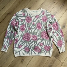 Vintage Colleen’s Collectibles Angora Pullover Floral Size M Sweater Cottagecore