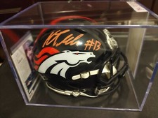 K.J.HAMLER Signed Denver Broncos Speed Mini Helmet (JSA Witness COA) W / Display