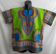 African Green Print 100  Super Java Wax Dashiki Shirt