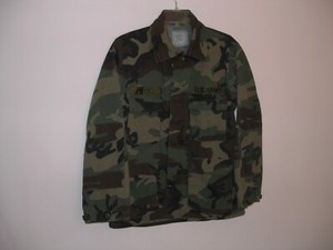 Vintage US Army Military Shirt Medium Regular Coat Woodland Camo BDU