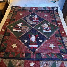 Vintage Handmade Christmas Vintage Handmade Santa Claus Quilt 60 /49