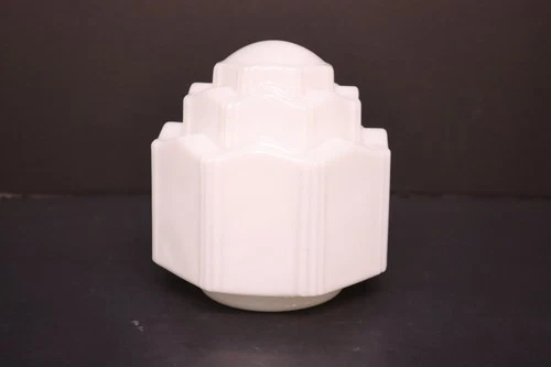 Art Deco Skyscraper Milk Glass Lamp Ceiling Shade 6.25"