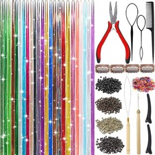 Hair Tinsel Kit 24 Color 9800 Strand 48" Glitter Fairy Hair Extensions for Women