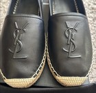 BNIB Authentic Saint Laurent Monogram Lambskin Espadrilles 40.5 Black/Nero — photo 6