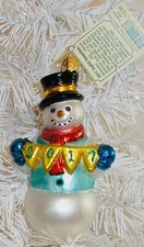 2017 JOYFUL SNOWMAN - OLD WORLD CHRISTMAS - BLOWN GLASS ORNAMENT NEW W/TAG 24178