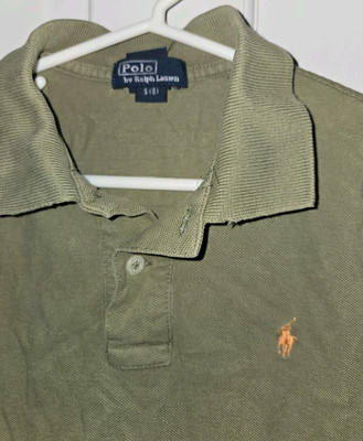 POLO RALPH LAUREN olive Green Cotton Pique Melon Orange Logo Shirt