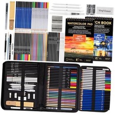 Art Supplies Drawing Pencils Set - 76 Pack Pro Sketching Kit with Sketchbook