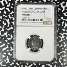 1913 Germany Prussia 10 Mark Karl Goetz Pattern NGC PR58BN Lot#G1310 Proof!