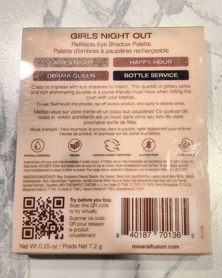 MINERAL FUSION Refillable Eyeshadow Quad In GIRLS NIGHT OUT *NEW* - Image 2 of 4