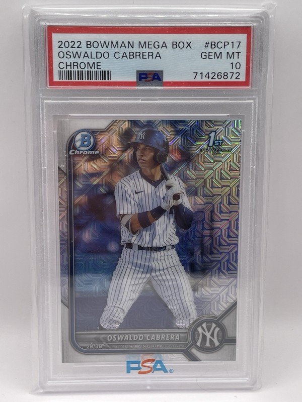 2022 Bowman 1st Chr Mega Box Mojo Ref. Oswaldo Cabrera #BCP17 PSA 10 GEM MINT NY