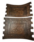 2 Sets Vintage Tooled Leather Chair Seat & Back Panels Rustic Spanish Colonial