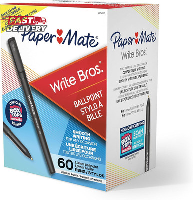 Paper Mate Ballpoint Pens Write Bros. Black Ink Pens Medium Point (1.0Mm) 60 Cou
