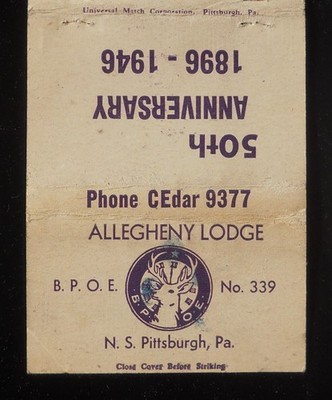 1946 50th Anniversary B.P.O.E. Allegheny Lodge 339 ELKS North Side Pittsburgh PA