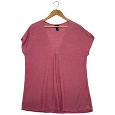 Eileen Fisher Woman Sweater Womens 1X Pink Hemp Lightweight Lagenlook Cottage