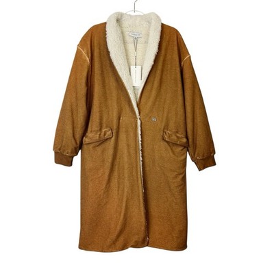 NEW Something Navy Reversible Teddy Coat Women s Size Medium Camel Fleece