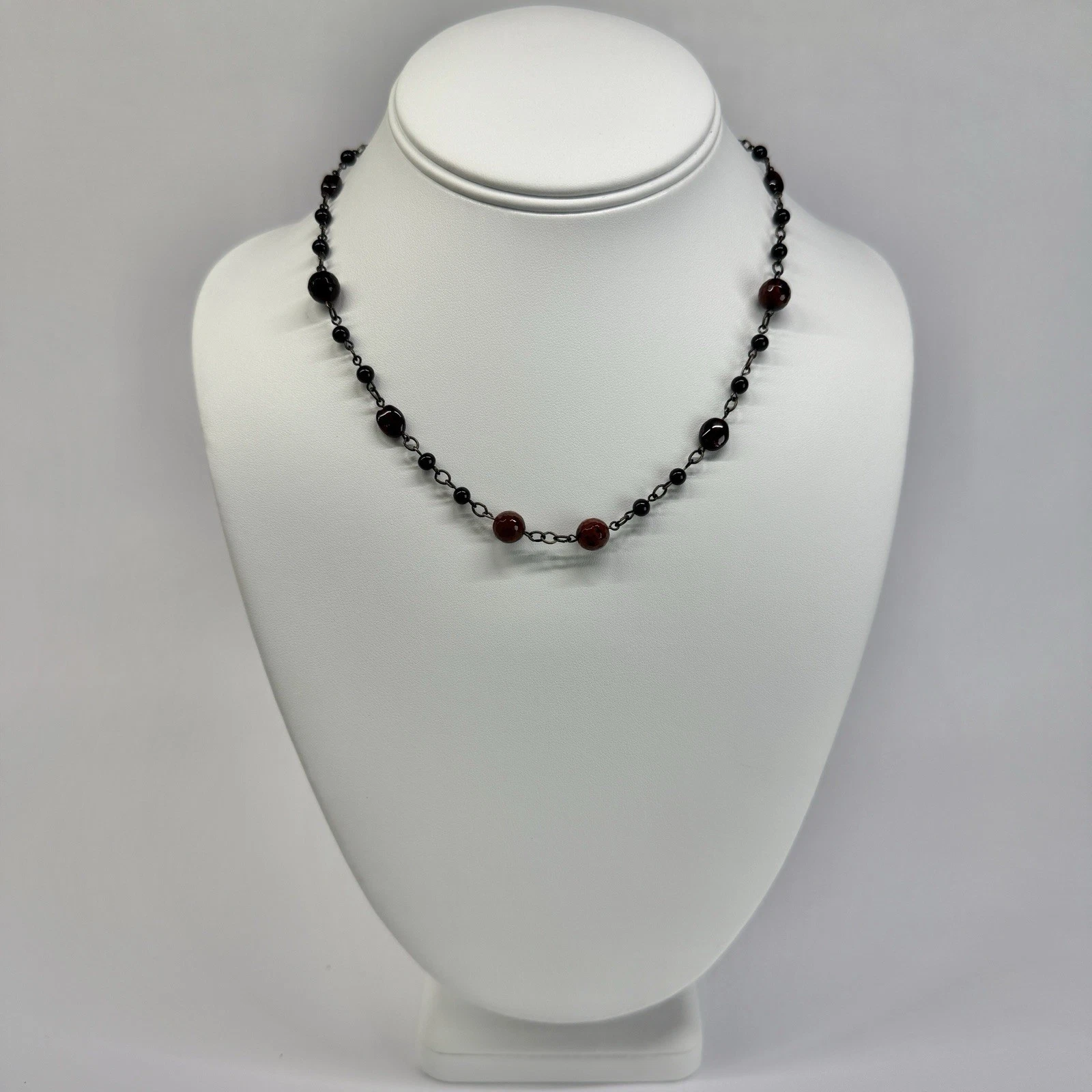 BELLAGIO USA Floral Crystal Dainty Beaded Silver Tone Vintage Necklace N671