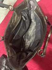 Coach Metallic Silver Leather Double Handle Shoulder Bag Purse