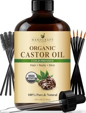 Handcraft Blends Cold-Pressed Organic Castor Oil in Glass 4 Fl Oz Pack of 1 