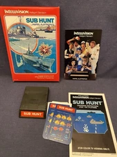 1981 SUB HUNT Mattel Intellivision Box Game Overlays Complete CIB Submarine