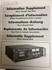 TEAC STEREO CASSETTE DECK INFORMATION SUPPLEMENT RARE VINTAGE