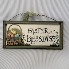 "Easter Blessings" Wooden Sign Hanging 12"x 5.5  