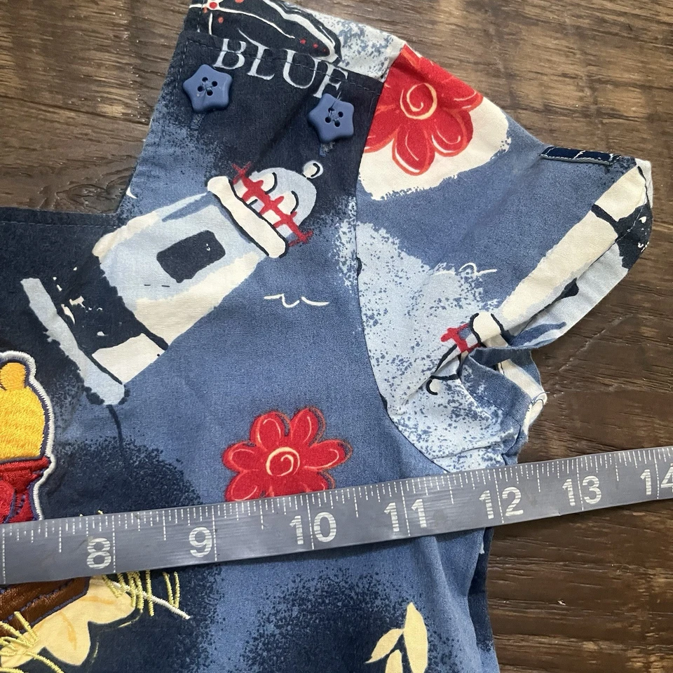 Vintage 90s Disney Winnie The Pooh AOP Piglet Nautical Floral Dress Size 4T 5T - Image 4 of 4