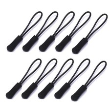 10pcs black Zipper Pulls Fixer Nylon Cord Extension Jacket Tab Tag Replacement C
