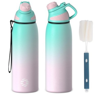 Edelstahl Trinkflasche Sport mit Magnetischem Deckel 1L, 800ml, 600ml, 400ml ...
