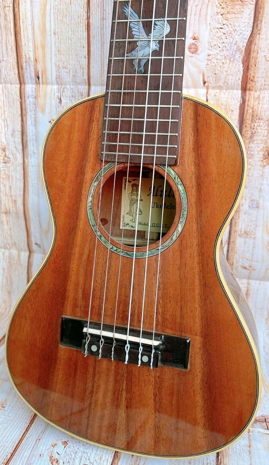 Alulu Solid Acacia Koa Tenor Guitarlele classical head type Eagle inlaid HU1270 - Image 3 of 4