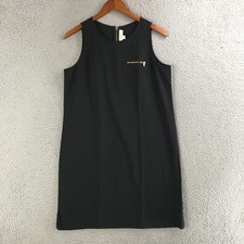 Ann Taylor LOFT Dress Womens 6 Shift Sleeveless Scoop Neck Back Zip Pocket Black