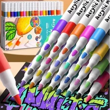 12-80 Colors Acrylic Paint Art Marker Pen Set Rock Painting Kids DIY Crafts Gift