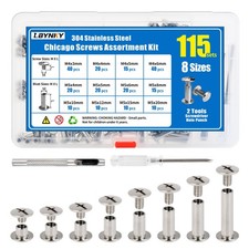 LBYNKY 115 Sets Chicago Screws Kit for Leather Crafts, 304 Stainless Steel Bi...