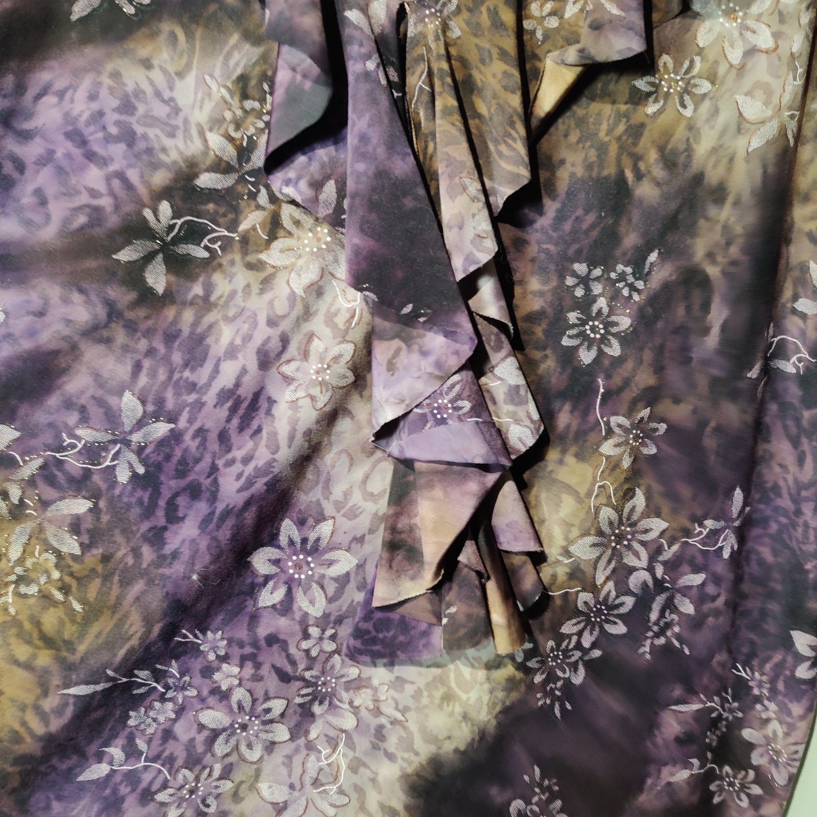 Essentials Plus Sz 2X Beaded Ruffle Fairy Shirt Purple Blouse Top Boho thumbnail 2