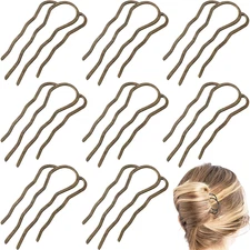 8 Pieces Hair Side Combs, Metal Hair Fork Clip Hair Pins for Buns 4 Prong Hair U