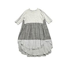 Gershon Bram Bottle Dress Linen Blend Gray Large Layered Colorblock Lagenlook