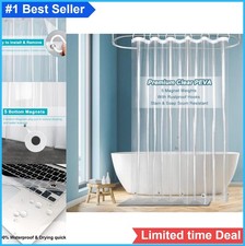 Shower Curtain Liner 72 x 72 Inch Clear PEVA Waterproof Heavy Duty with 5