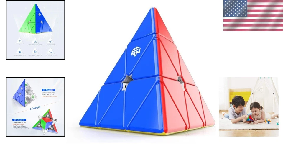 Pyraminx 36 Magnets, Speed Magnetic Pyramid Puzzle Stickerless Triangle Cube ... - Image 2 of 4