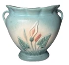 Hull Calla Lily 530-33 Vase Double Handle Matte Green Art Pottery Vintage