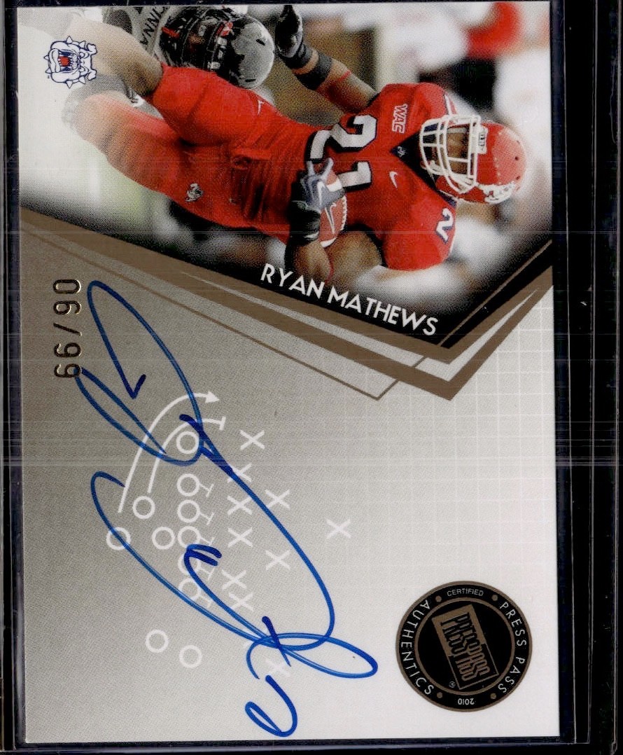 Ryan Mathews Press Pass Autographs #PPSRM Gold
