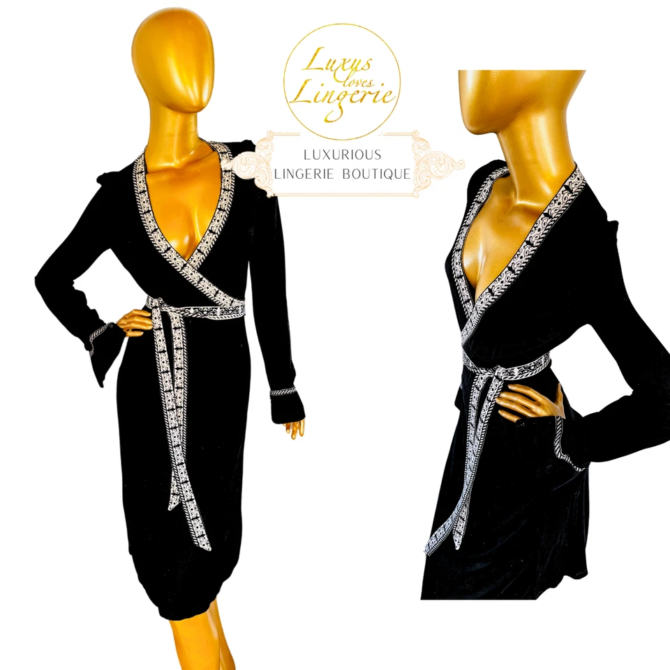 BOHEMIAN WRAP DRESS Wolford XS black white Elegantes KLeid Langarm zum wickeln - Bild 1 von 1