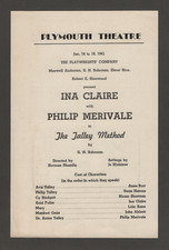 Ina Claire "THE TALLEY METHOD" Philip Merivale 1941 Boston Tryout Broadside