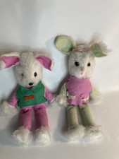 Russ Berrie And Company Vintage 1975 Boy Girl Bunny Plush Stuffed Animal