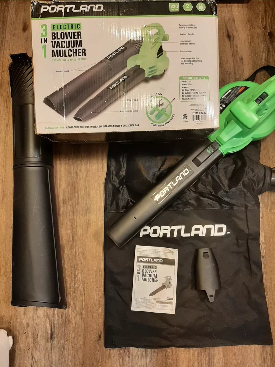 PORTLAND 3 In 1 Corded Electric Blower Vacuum Mulcher New Open Box W Box Damage