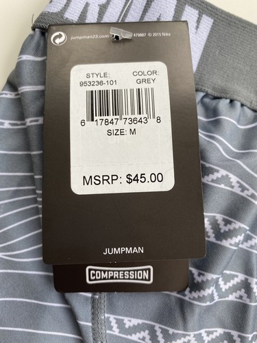 Jordan Boys Training Compression Tights Stay Cool Grey White M XL New Nike Base - Picture 8 of 11