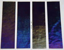1128.31-4 pcs 1" x 4" IRIDIZED DEEP ROYAL PURPLE BULLSEYE 3mm THICK GLASS 90 COE