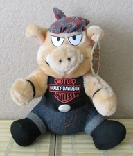 Vintage Harley Davidson Stuffed Biker Hog 10" with Due Rag - NWT