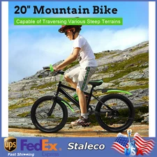 Kids Bike 20in Child Bike High Carbon Steel Bicycle w/ Double Disc Brake 7 Speed